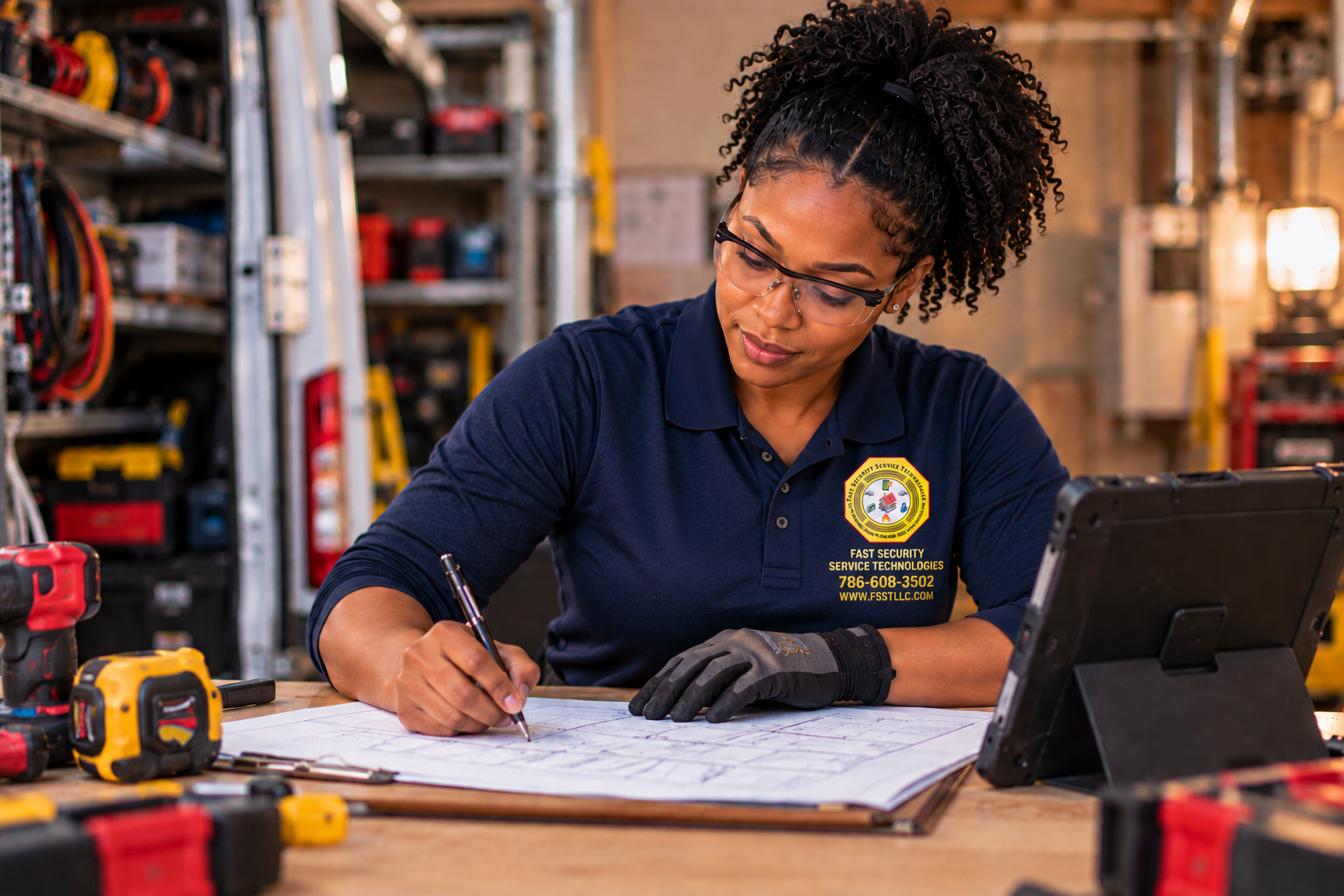 FSSTC technician working with security equipment