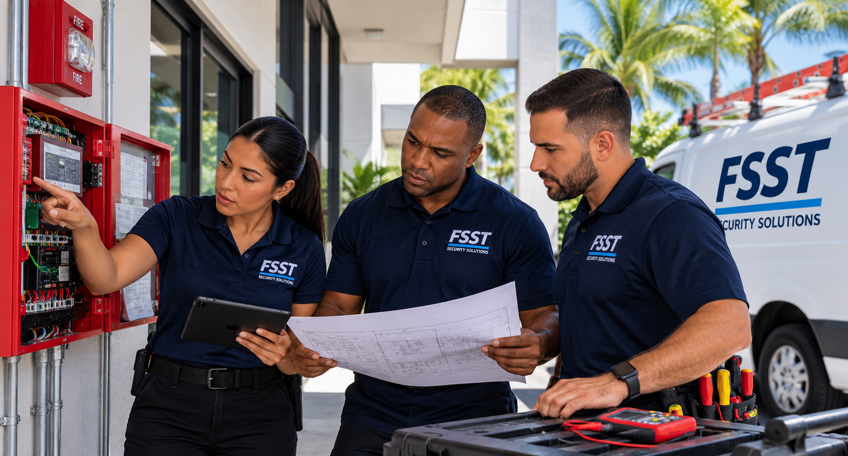 FSSTC team reviewing plans together at a property